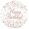 Folieballon Happy Birthday Rosé Goud & Wit - 45 cm