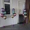 Tafel decoratie met 4 Chrome heliumballonnen