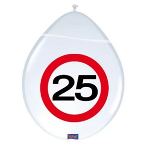 Latex Ballonnen 25 jaar 8 Stuks Verkeersbord Latex Ballonnen 25 jaar 8 Stuks Verkeersbord