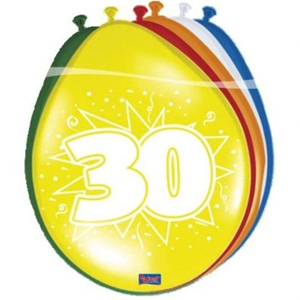 Latex Ballonnen 30 jaar Ster 8 Stuks Latex Ballonnen 30 jaar Ster 8 Stuks