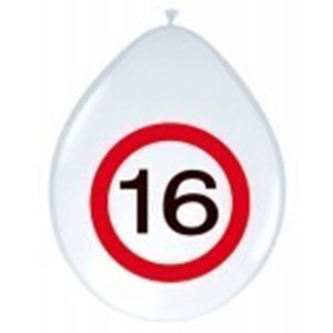Latex Ballonnen 16 jaar 8 Stuks Verkeersbord Latex Ballonnen 16 jaar 8 Stuks Verkeersbord