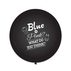 Gender Reveal Ballon Blue or Pink incl. helium & confetti