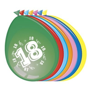 Ballonnen 18 jaar (Ø30cm, 8st) Ballonnen 18 jaar (Ø30cm, 8st)