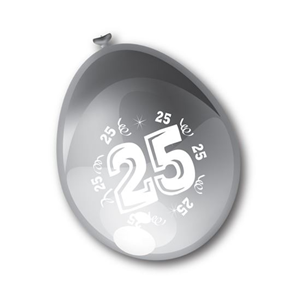 Ballonnen '25' zilver (Ø30cm, 8st) Ballonnen '25' zilver (Ø30cm, 8st)