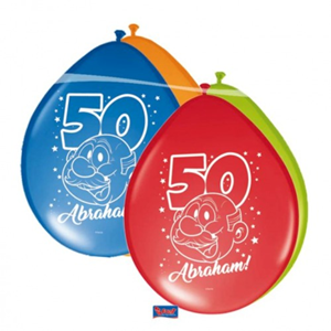 50 Jaar Abraham Regenboog Ballonnen 30cm - 8 stuks