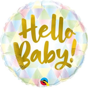 Folieballon Hello Baby Pastel Triangles - 46 cm Folieballon Hello Baby Pastel Triangles - 46 cm