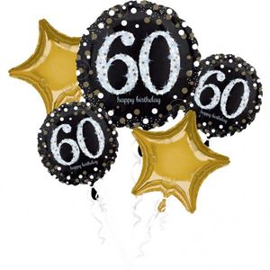 Folieballonnen boeket glitterfeest - 60 Jaar Folieballonnen boeket glitterfeest - 60 Jaar