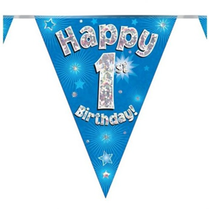 Vlaggenlijn Happy 1st Birthday Blauw Vlaggenlijn Happy 1st Birthday Blauw