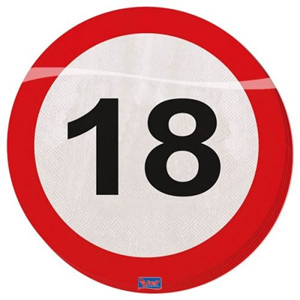Servetten Verkeersbord 18 jaar Servetten Verkeersbord 18 jaar