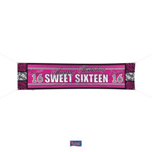 Spandoek Sweet 16 – 180 x 40 cm Spandoek Sweet 16 – 180 x 40 cm