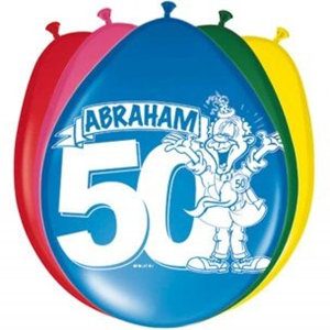 Ballonnen Abraham 50 jaar Lucht 8 Stuks Ballonnen Abraham 50 jaar Lucht 8 Stuks