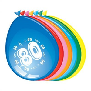 Ballonnen 80 jaar (Ø30cm, 8st)