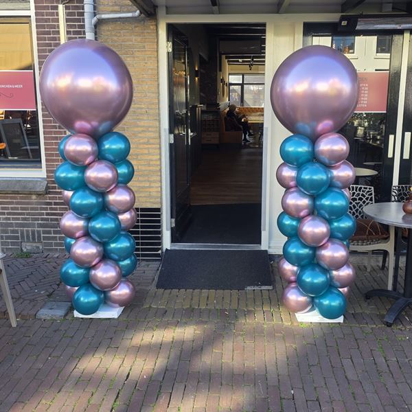 Pilaar 2 meter inclusief topballon | Chrome Kleuren Pilaar 2 meter inclusief topballon | Chrome Kleuren