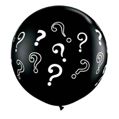 Gender Reveal Ballon vraagtekens incl. helium & confetti