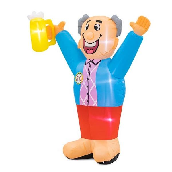 Indoor feestende man met bierpul 2,3 meter