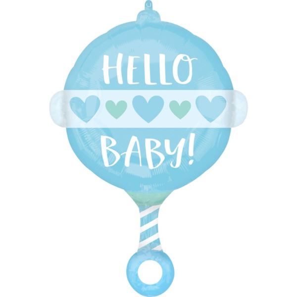 Folieballon Hello Baby Boy Rammelaar - 60 cm