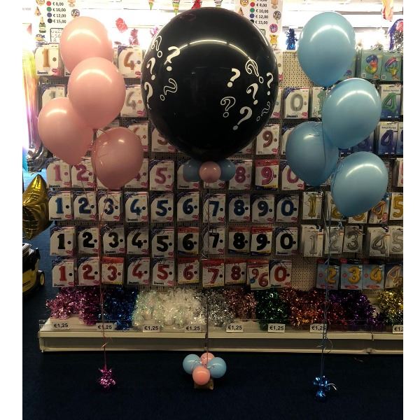 Gender Reveal Ballon incl. helium & 30 helium ballonnetjes