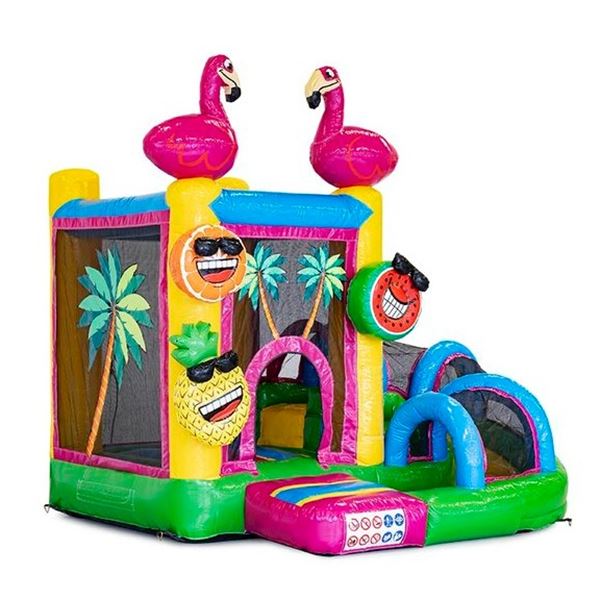 Springkussen Mini Flamingo Glijbaan