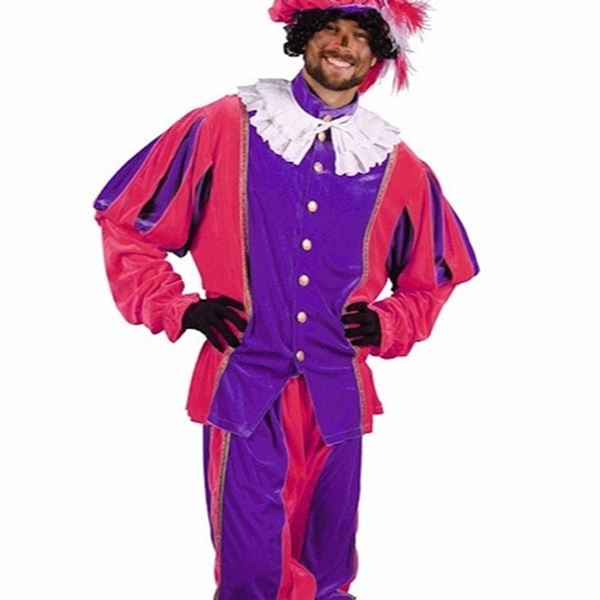 Pietenpak Carlos Polyester Fluweel Paars/Pink Pietenpak Carlos Polyester Fluweel Paars/Pink