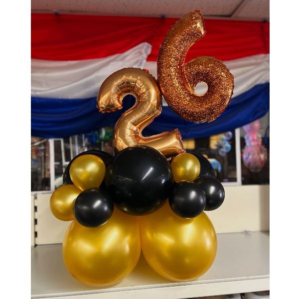 Tafeldecoratie folieballon incl. 2 cijfers glitters