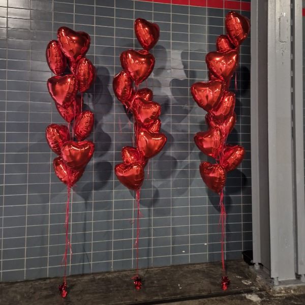 Vloer decoratie 10 folie hart ballonnen