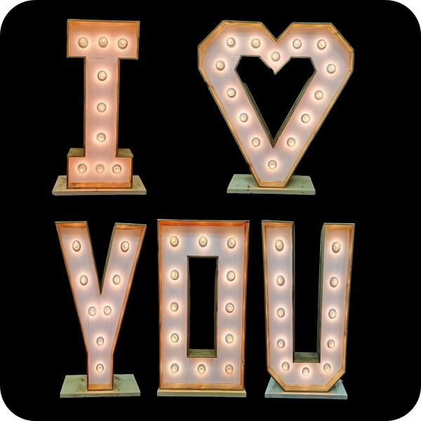 Lichtletter woord: I ♥ you