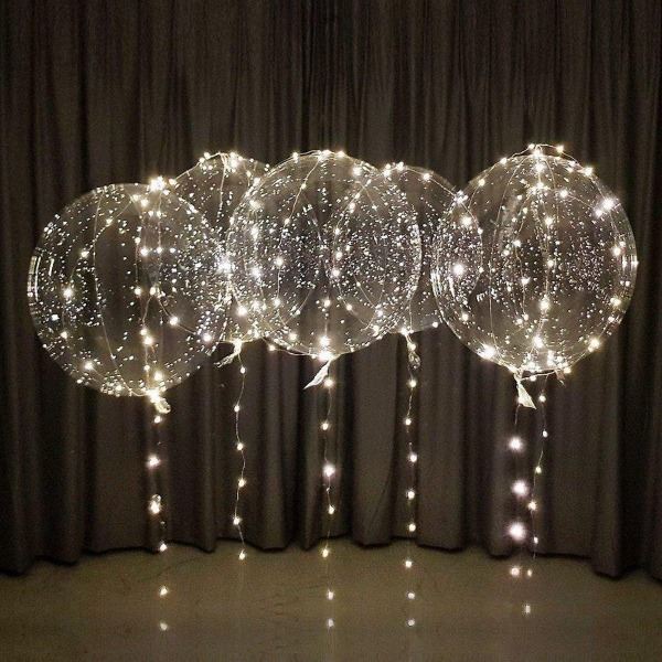 Tafel decoratie Folieballon met witte LED slinger Tafel decoratie Folieballon met witte LED slinger